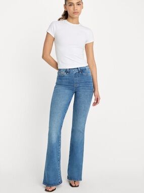 NWT Good American Power Stretch Good Legs Pull-on Flare Jeans Size Large